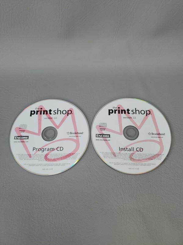 Print Shop Version 22 (PC) Install & Program CD Broderbund Original CD-ROM (set)