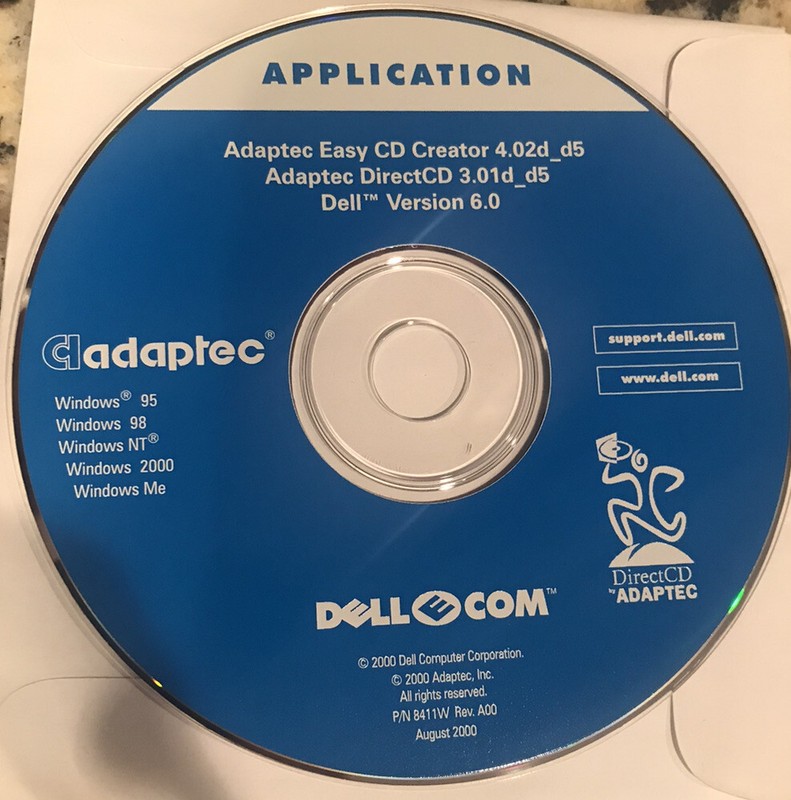 Dell application ADAPTEC Easy CD Creator 4.02d_D5 DirectCD 3.01d_D5 Version 6