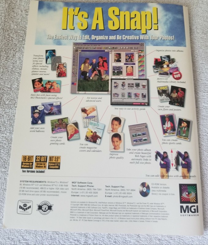 Vintage MGI PhotoSuite Software Version 8.0 for Windows 3.1 3.11 95 NT-3.51/4.0 gallery