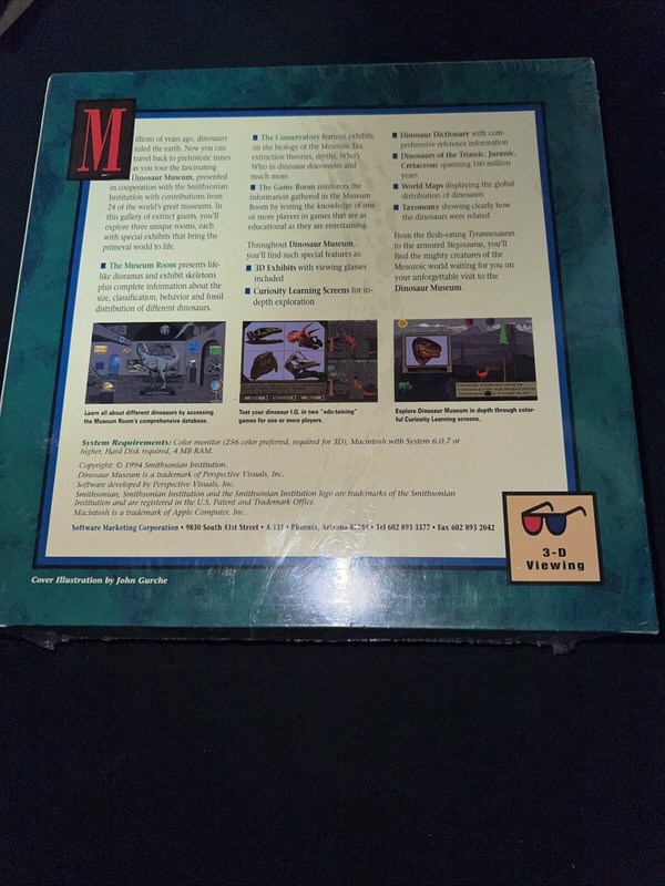 Smithsonian Institution Dinosaur Museum 1994 For Macintosh 3-D Viewing Brand new gallery