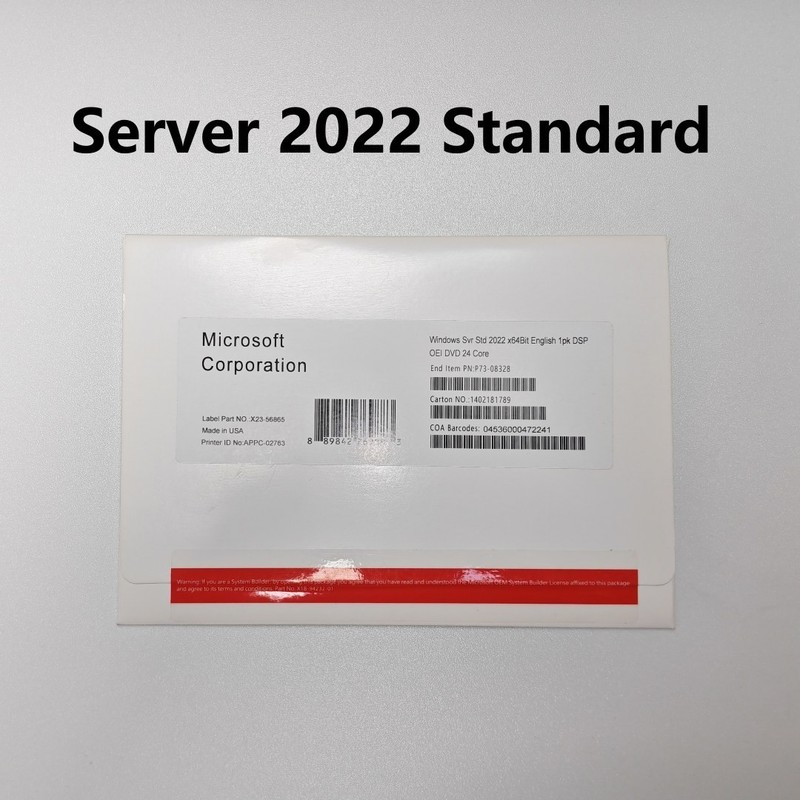 Microsoft Windows Server 2022 Standard DVD Kit 24 Core + PRODUCT LICENSE 1PK
