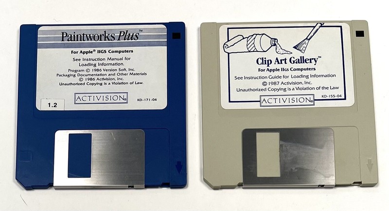 VTG 1986 ActiVision Apple II GS PAINTWORKS PLUS Software w/ Book COMPLETE EUC gallery