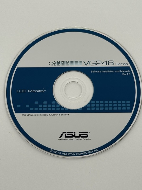 Genuine SOFTWARE INSTALLATION & MANUALS V 1.0 CD for Asus VG248 LCD Monitor