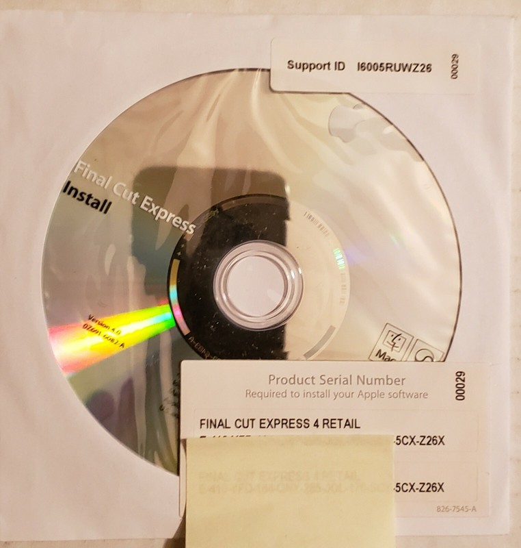 Final Cut Express 4 Preowned 1 Disc + Product Key Apple No Box or Book