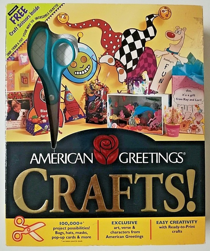 American Greetings Crafts! PC Software Personalize Print Template w/ Scissor NIB