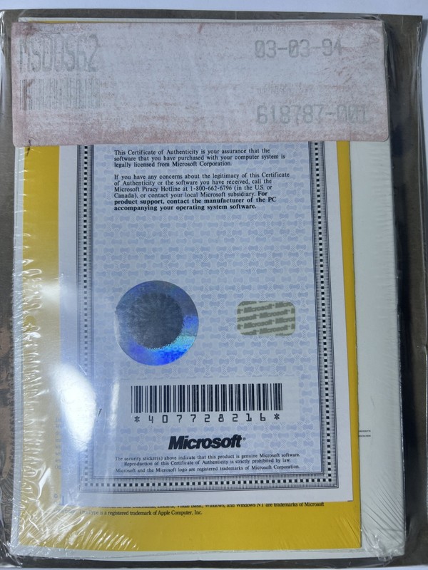 Microsoft© MS-DOS® 6.2 w/COA User’s Guide and 3.5″ Diskettes NEW UNOPENED SEALED