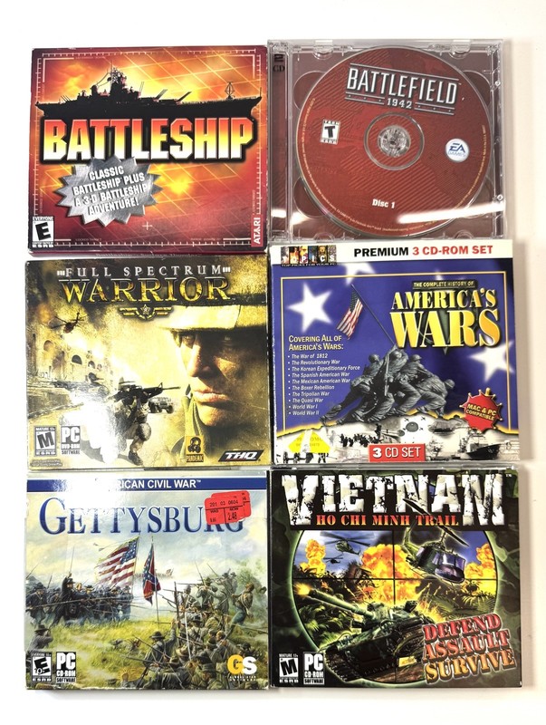War PC Game Lot – Battlefield 1942, Vietnam, Americas Wars, Gettysburg & More!