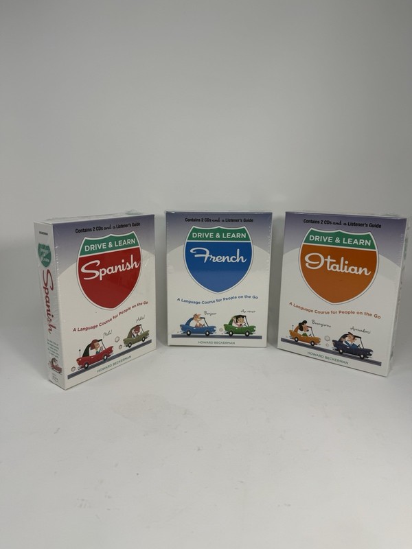 Language Courses- Drive & Learn Spanish, French, Italian 2 CD’s Each-NEW