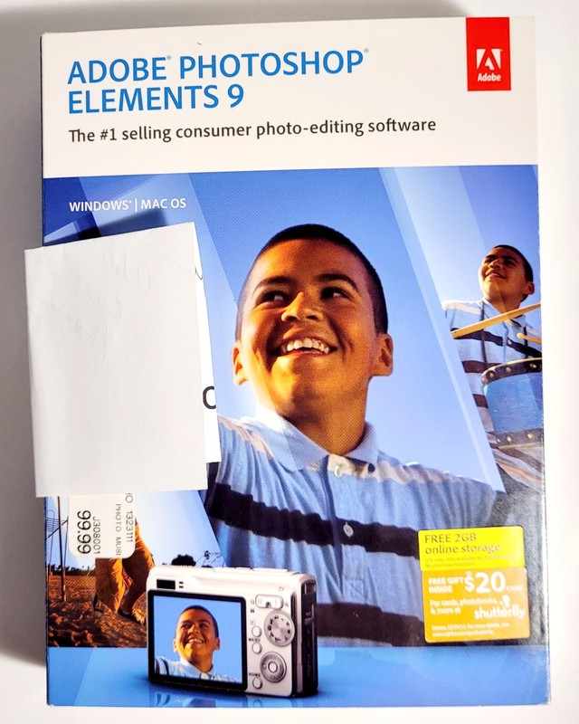 2010 ADOBE PHOTOSHOP ELEMENTS 9 (Win/Mac) – Open box DVD w/ License Key