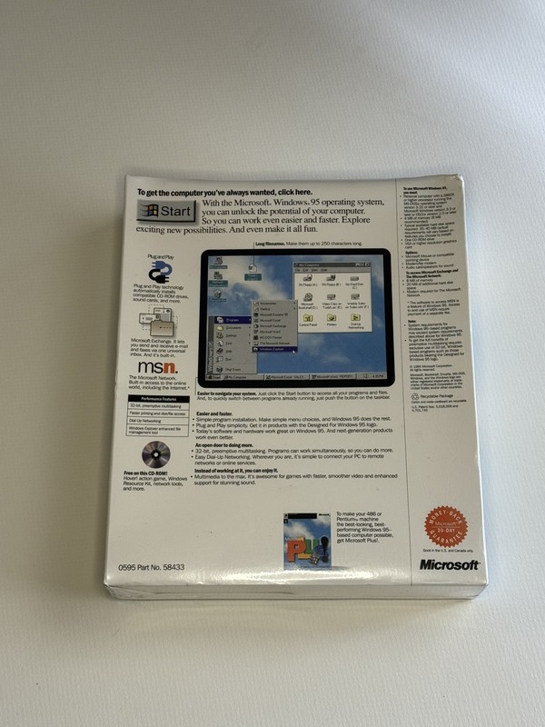 Windows 95 Upgrade for Windows/MS-DOS. RARE Promotional Sample version. gallery