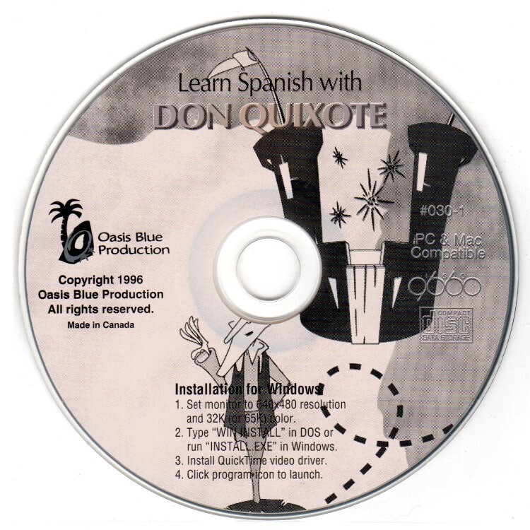 Learn Spanish with Don Quixote CD-ROM for Win/Mac/OS2 – NEW CD in SLEEVE