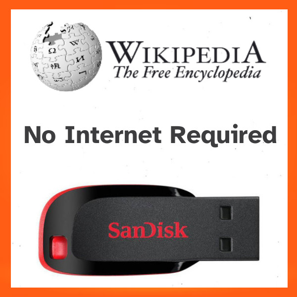 Wikipedia Offline USB | Entire English Wikipedia | No Internet Needed | 128GB