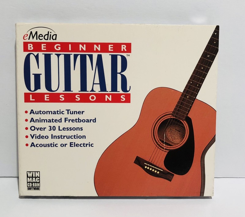Beginner Guitar Lessons PC Mac CD ROM Acoustic Electric 30+ Lessons