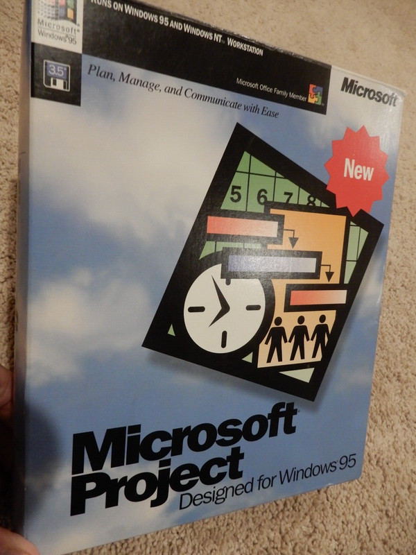 MICROSOFT PROJECT DESIGNED FOR WINDOWS 95 OPEN BOX SEALED FLOPPY gallery