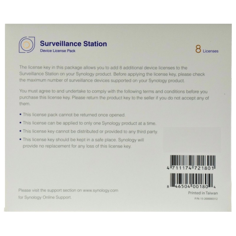 Synology IP Camera 8-License Pack Kit for Surveillance Station - All-Bays NAS gallery