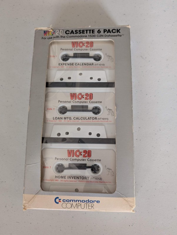 Vintage 1982 Commodore VIC 20 Personal Finance Cassette 6 Pack w/ Box & Instruct