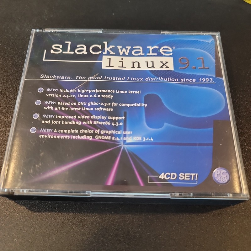 Vintage Slackware Linux 9.1 c2003 4 CD Set