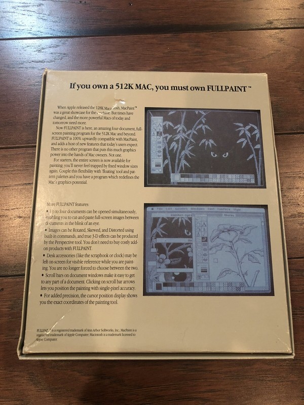 Vintage Software Fullpaint for The Apple 512k Macintosh gallery
