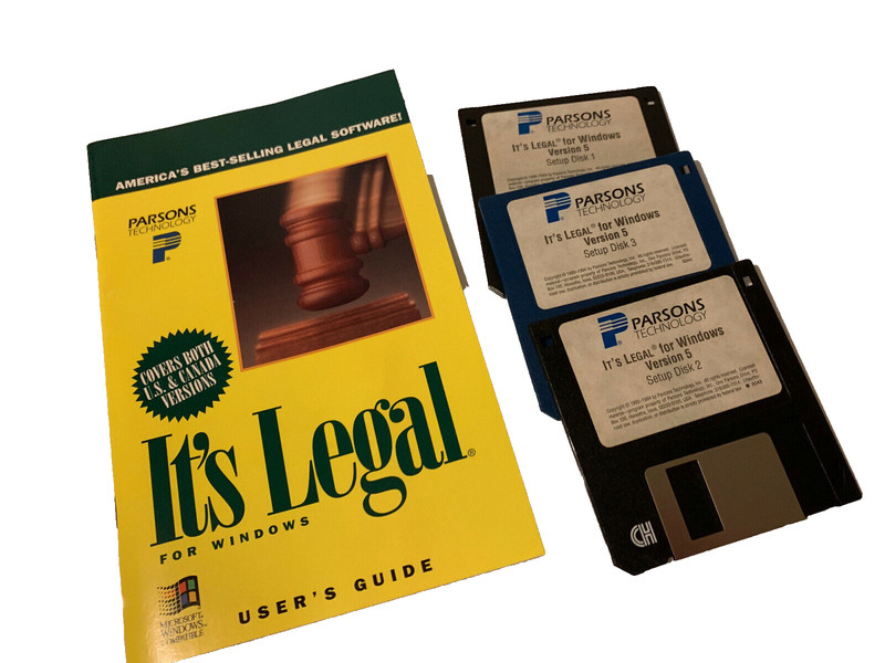 PARSONS ITS LEGAL FOR WINDOWS 3.5″ DISKETTES COLLECTIBLE LAST ONE