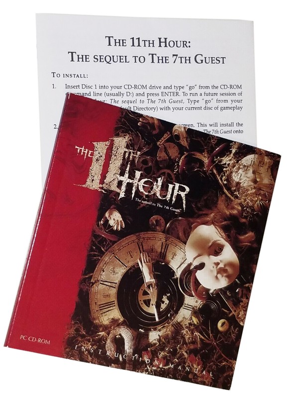 The 11th Hour Sequel to 7th Guest Windows 1995 PC Puzzle Game Box Set 4 CD-Roms
