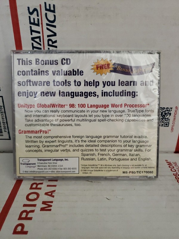 Transparent Language Inc BONUS CD Language Software - NEW Sealed - #177 gallery