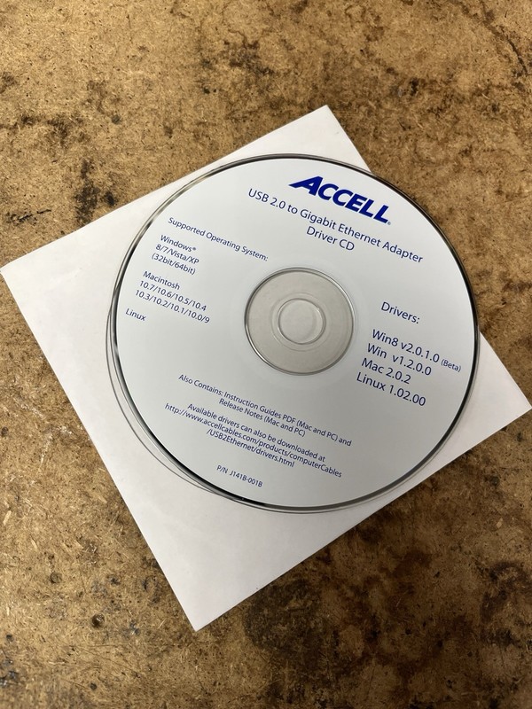 Accell USB 2.0 Gigabit Ethernet Adapter Driver CD Window Mac Linux Software Disc