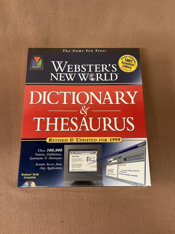 Websters Dictionary & Thesaurus - CD-ROM - New Factory Sealed