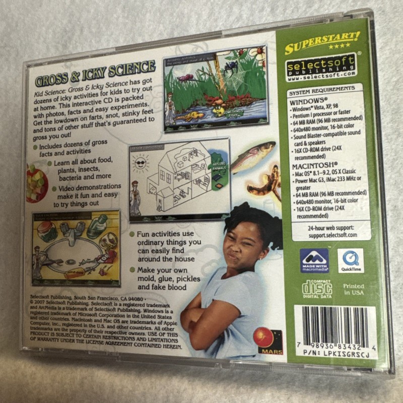 Kid Science Gross & Icky Science at Home Age 9+ PC Software Mint gallery