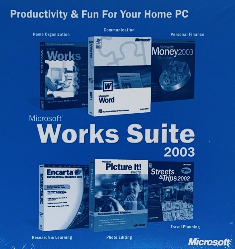 2003 Microsoft Works Suite Home PC CD With Product Key – NEW SEALED UNOPENED