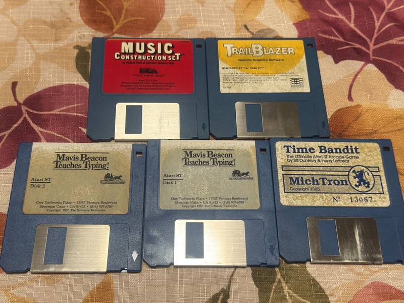 Atari ST Software TrailBlazer, Time Bandit,Music Construction Set, Mavis Typing!