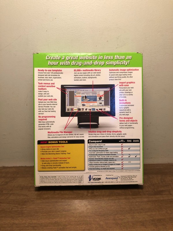 Professional Web Easy 6 New In Box Vcom Windows 98, ME, 2000, XP gallery