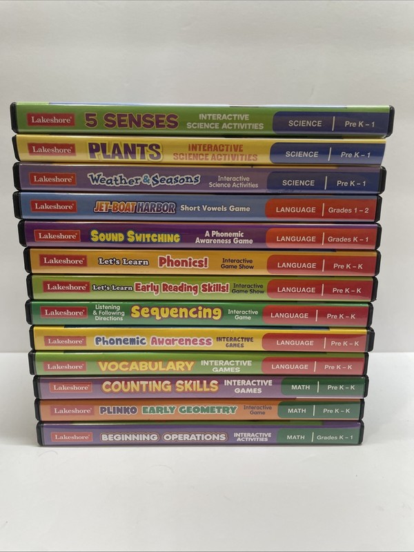 LAKESHORE Interactive Games DVD CD-ROM Grade K-2 Math Language Science Lot of 13