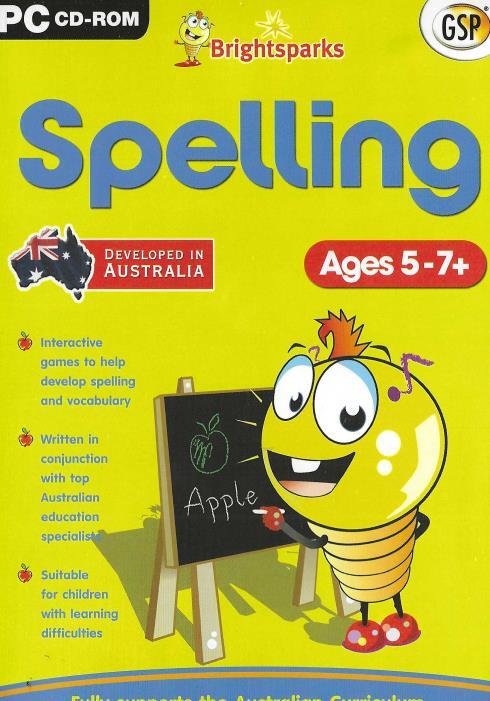 Brightsparks Spelling PC CD learn to spell words vocabulary write skills phonics