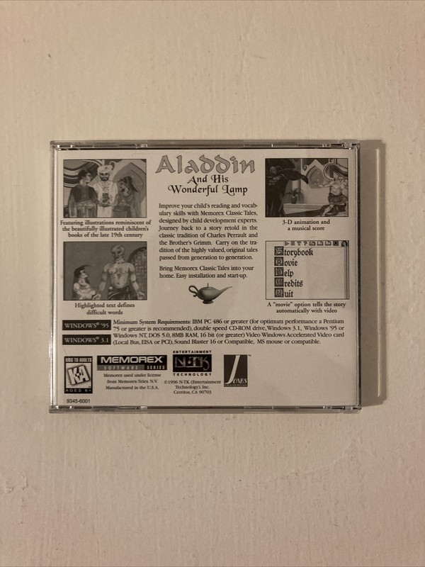 Aladdin And His Wonderful Lamp Interactive Storybook (PC, 1996) Tested gallery