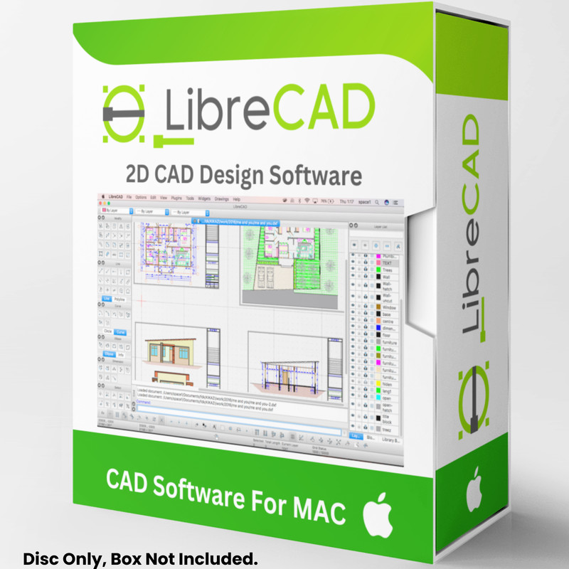 Libre Cad – 2D CAD Computer Aided Design Software Package for MAC on CD-ROM