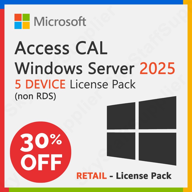 Microsoft Windows Server 2025 - 5 Device Client ACCESS Licenses (non RDS) - NEW