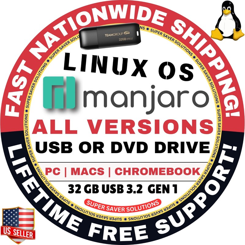 MANJARO LINUX OS – DVD/USB Flash Drive – PLASMA, XFCE, GNOME, BUDGIE, CINNAMON +