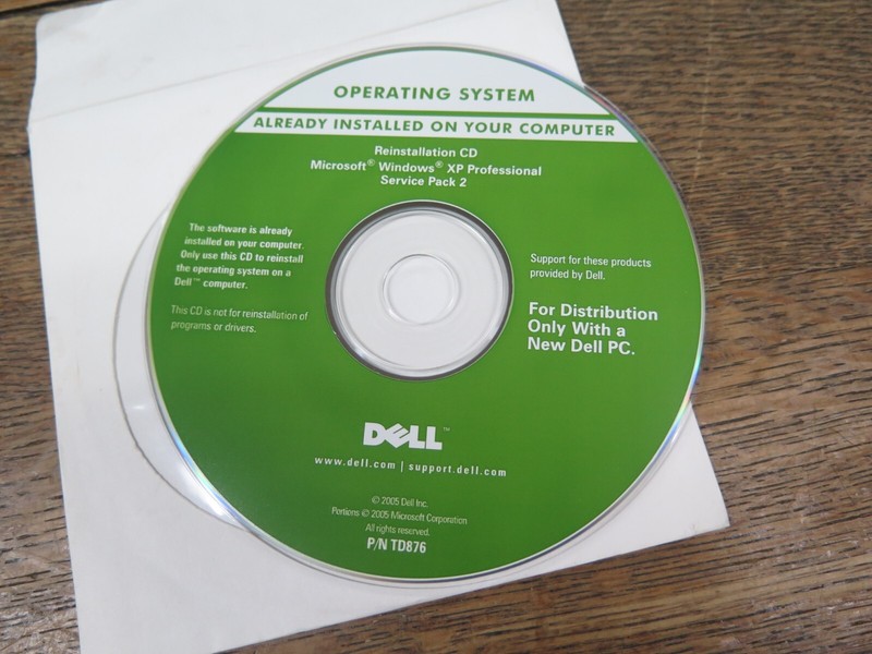 Dell Microsoft Windows XP Professional SP2 Reinstallation CD OEM Media Disc