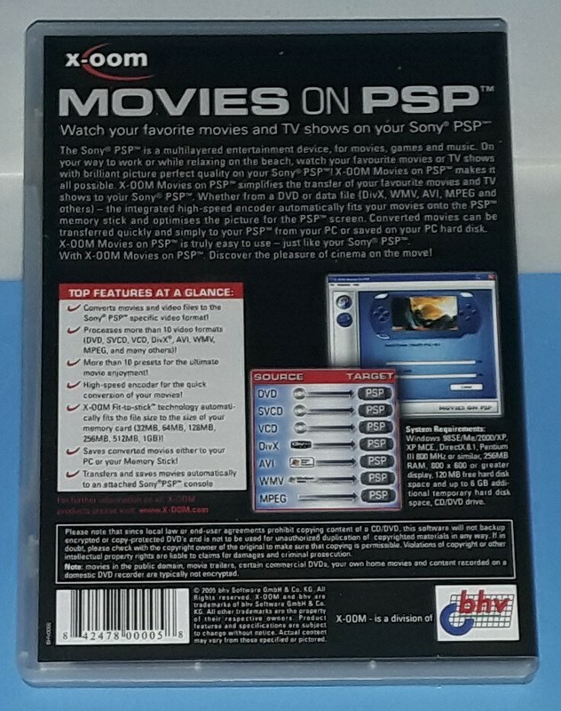 X-OOM - MOVIES ON PLAYSTATION PSP (Movies, Games, Music Transfer) - MINT Disc gallery