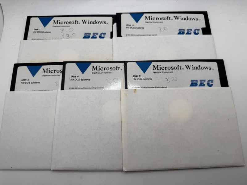 BEC Microsoft Windows on 5 5.25″ Operating System Vintage 1990