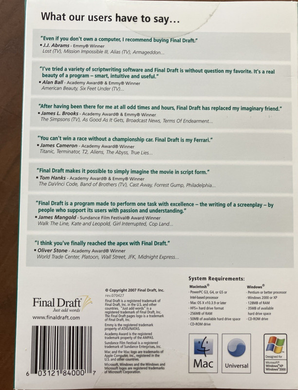 Final Draft Version 7 Professional Scriptwriting Software Mac & Windows gallery