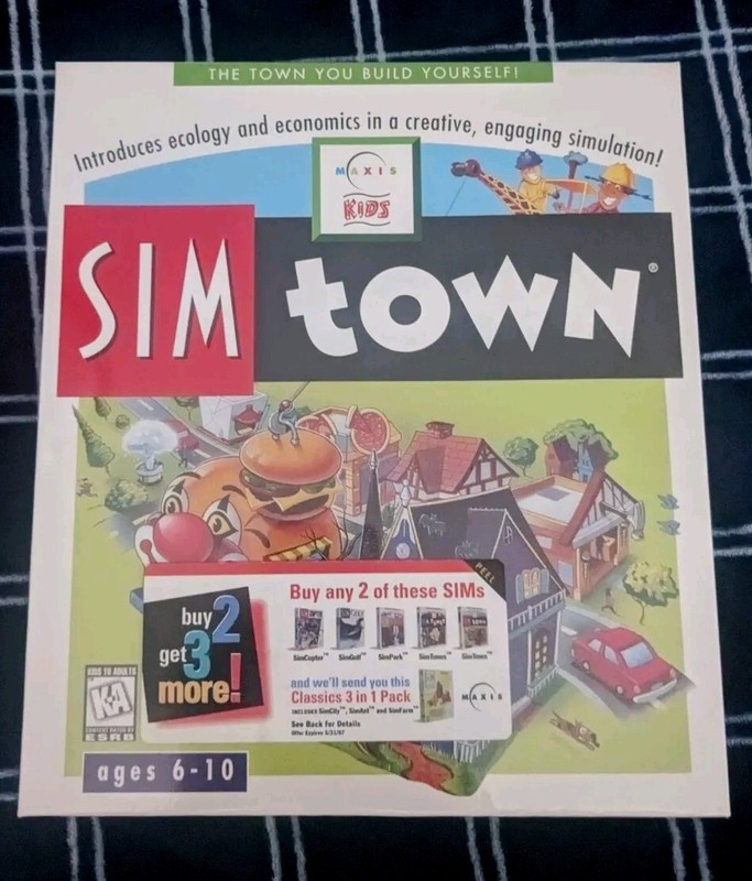 Sim Town 1995 Maxis Kids PC Game for Macintosh SEALED BRAND NEW! RARE Sims MINT!