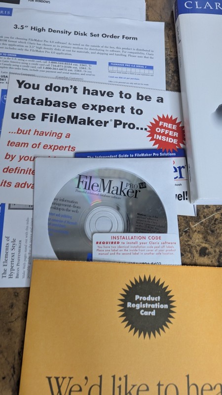 Claris FileMaker 4.0 Pro for Windows PC CD Software VTH OEM 1998 Multiuser Key gallery