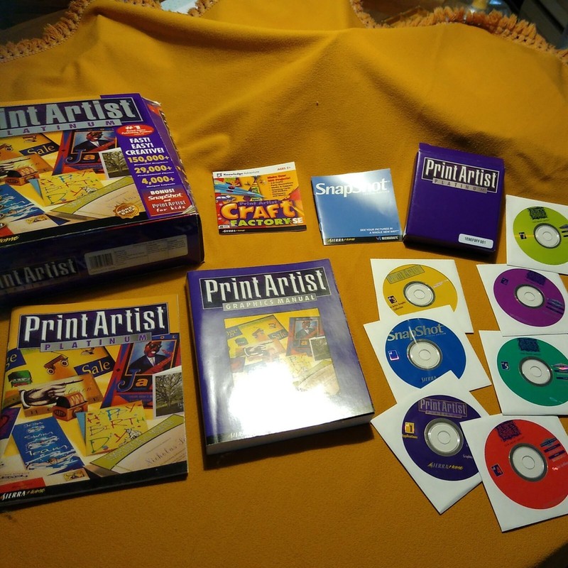 7 CD set and Book of images Print Artist Platinum Win 95/98.Never Used, Complete
