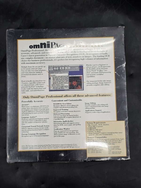 OmniPage Professional 5.0 for Mac - New Sealed 1994 OCR Software by Caere gallery