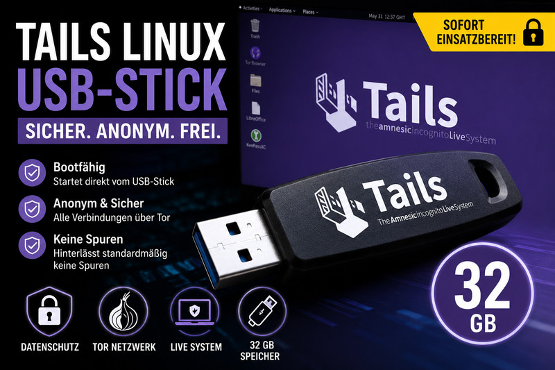 Linux Tails USB Stick 32 GB Secure & Anonymous on the Internet