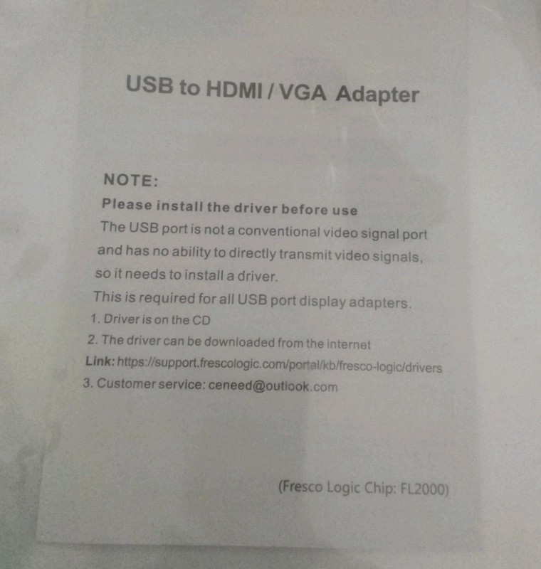 USB To HDMI / VGA Adapter Software Driver On Mini CD gallery