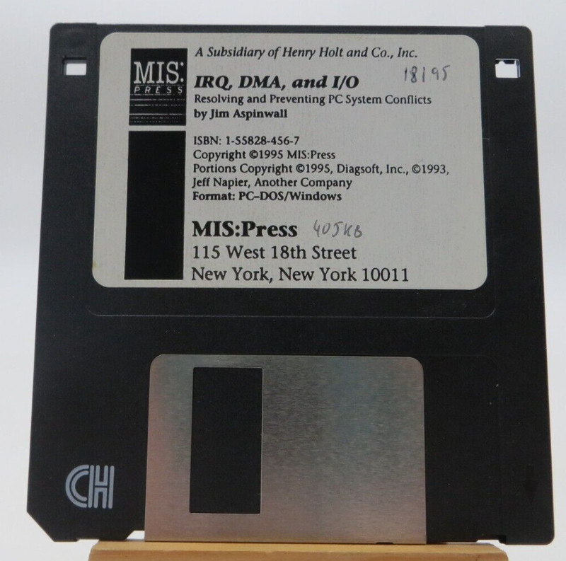 3.5″ Floppy Disk IRQ DMA AND I/O vintage 1995 MIS: Press computer disc