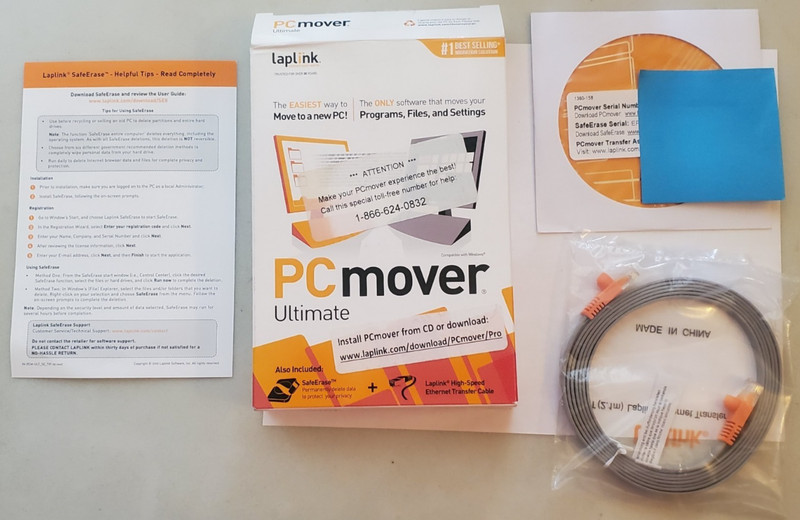 Laplink, PCmover Ultimate PC Transfer Software w/Ethernet Cable Items Sealed