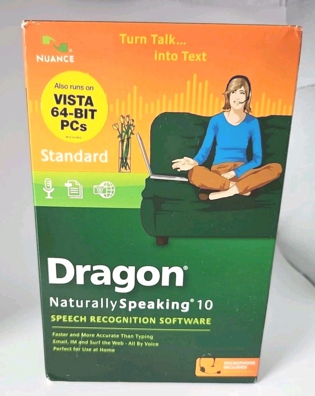 NUANCE DRAGON NATURALLY SPEAKING STANDARD EDITION 10 SPEECH RECOGNITION NEW SEAL